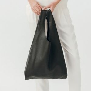 BAGGU Black Leather Tote